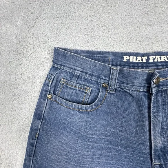 Vintage Phat Farm Jorts Jean Shorts Men's 36 Blue Baggy Wide Leg Big Pockets - Picture 11 of 12